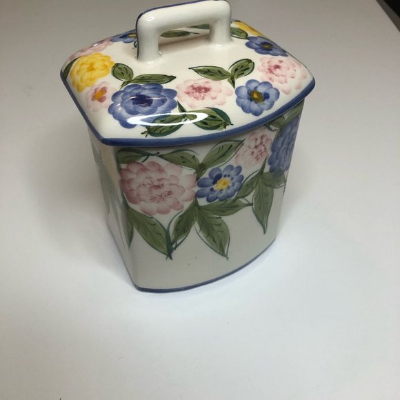Casafina Hand-Painted & Numbered Floral Covered Small Cannister - Picture 10 of 10